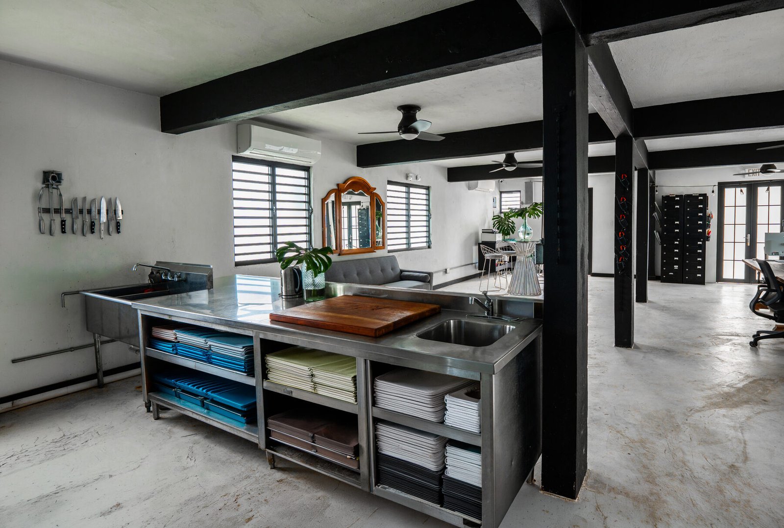 View toward the commercial kitchen