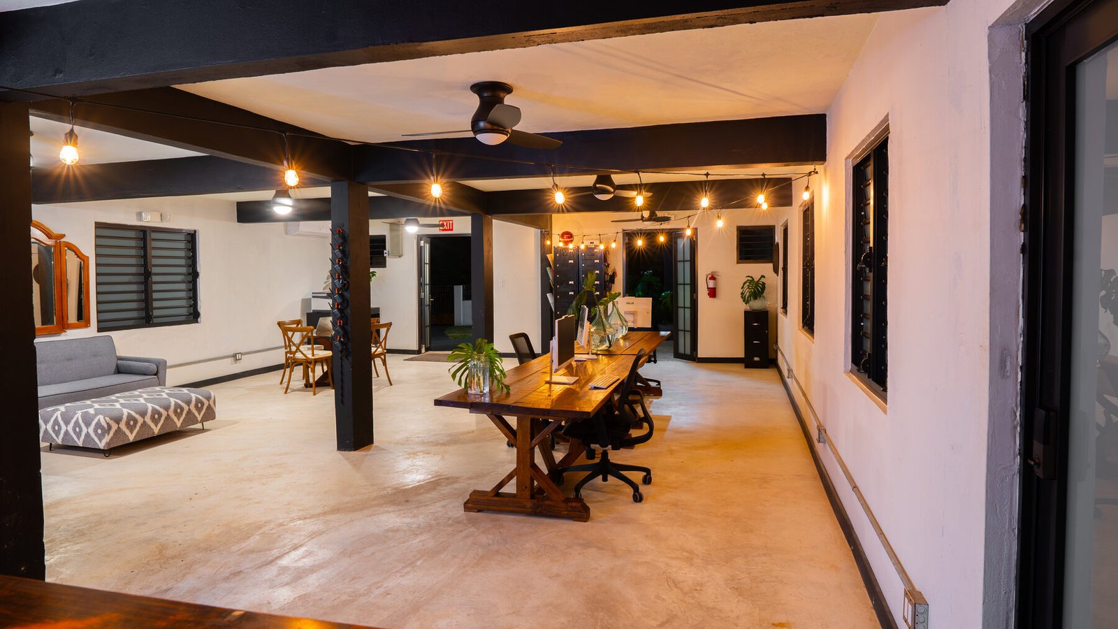 Commercial kitchen with range and hood